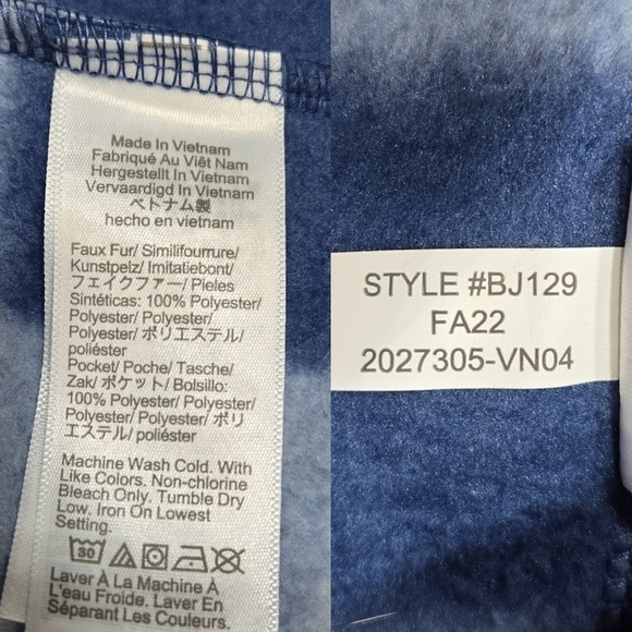 J. Crew BJ129 Blue White Buffalo Check Woven Sherpa Zip Up Jacket Chest Pocket - Picture 8 of 8